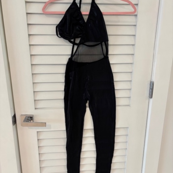 Dance Costume - CH XL - Black Shiny Unitard - Picture 1 of 2